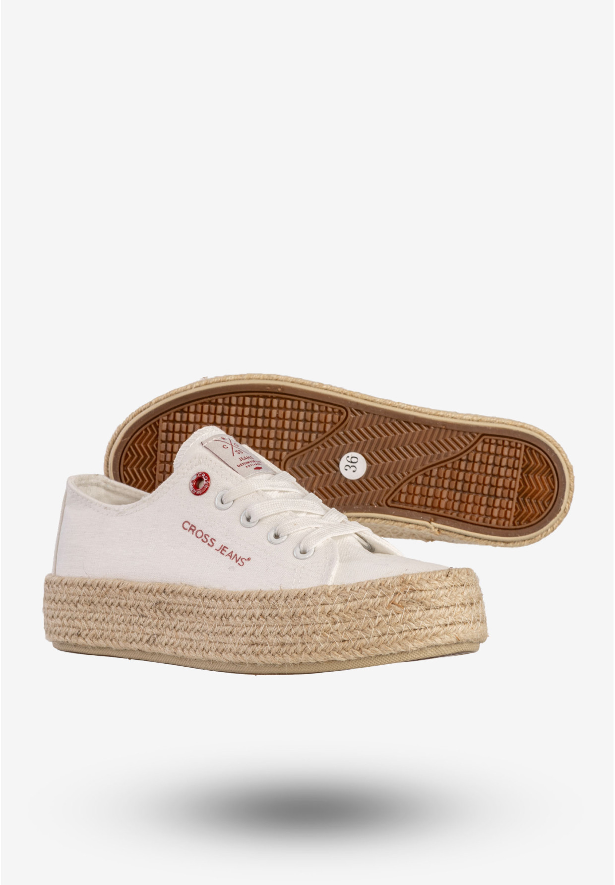 Trampki Damskie Cross Jeans Buty Na Platformie Półbuty Białe JJ2R4005C