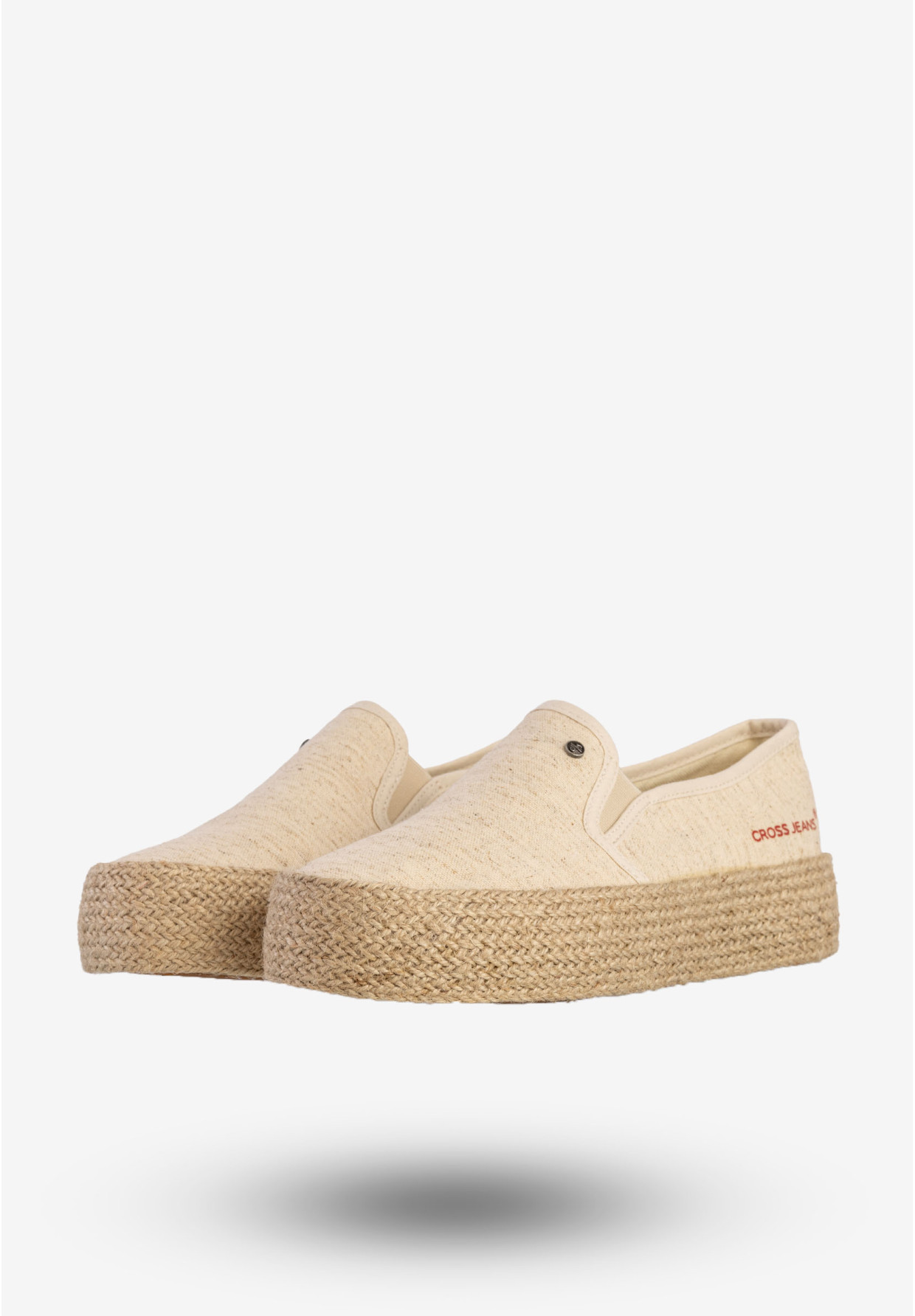 Espadryle Damskie Cross Jeans Buty Wsuwane Na Platformie Beżowe JJ2R4014C