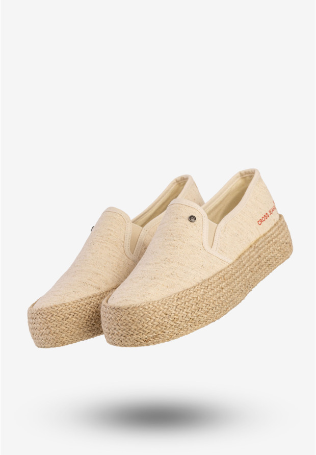 Espadryle Damskie Cross Jeans Buty Wsuwane Na Platformie Beżowe JJ2R4014C
