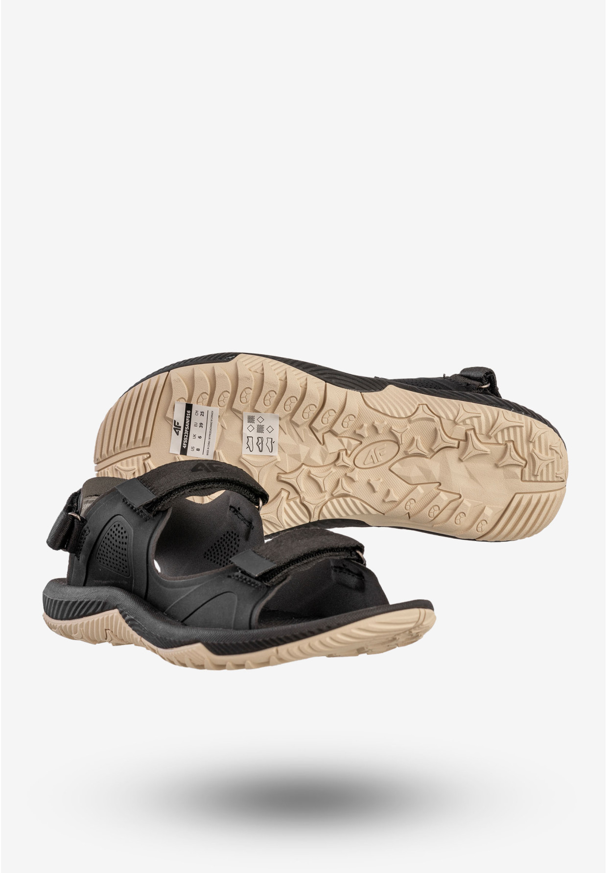 Sandały Damskie 4F Buty Sportowe Na Rzepy Grafitowe 4FSS23FSANF016