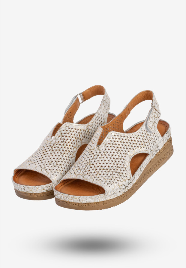 Sandały Damskie Skórzane Maciejka Buty Eleganckie Srebrne L4494-35/00-1