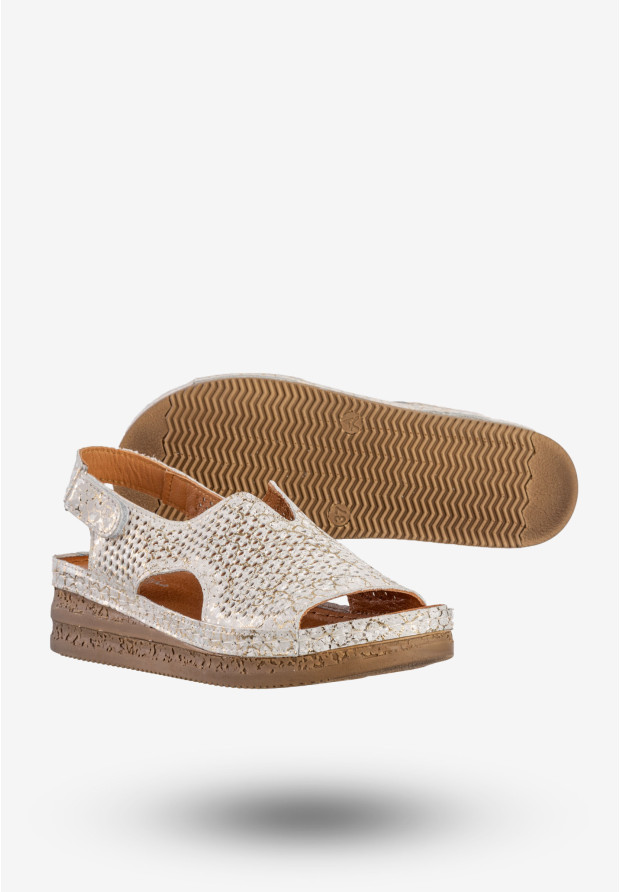 Sandały Damskie Skórzane Maciejka Buty Eleganckie Srebrne L4494-35/00-1