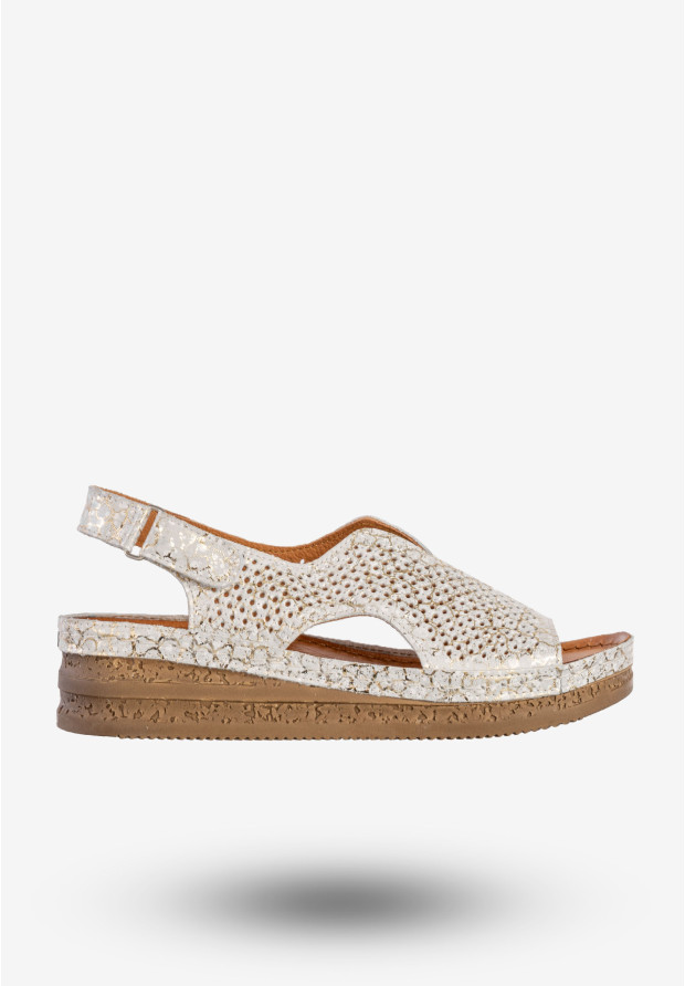 Sandały Damskie Skórzane Maciejka Buty Eleganckie Srebrne L4494-35/00-1