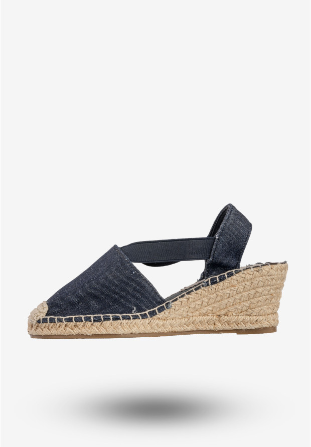 Espadryle Damskie BIG STAR Buty Na Koturnie Granatowe W274264