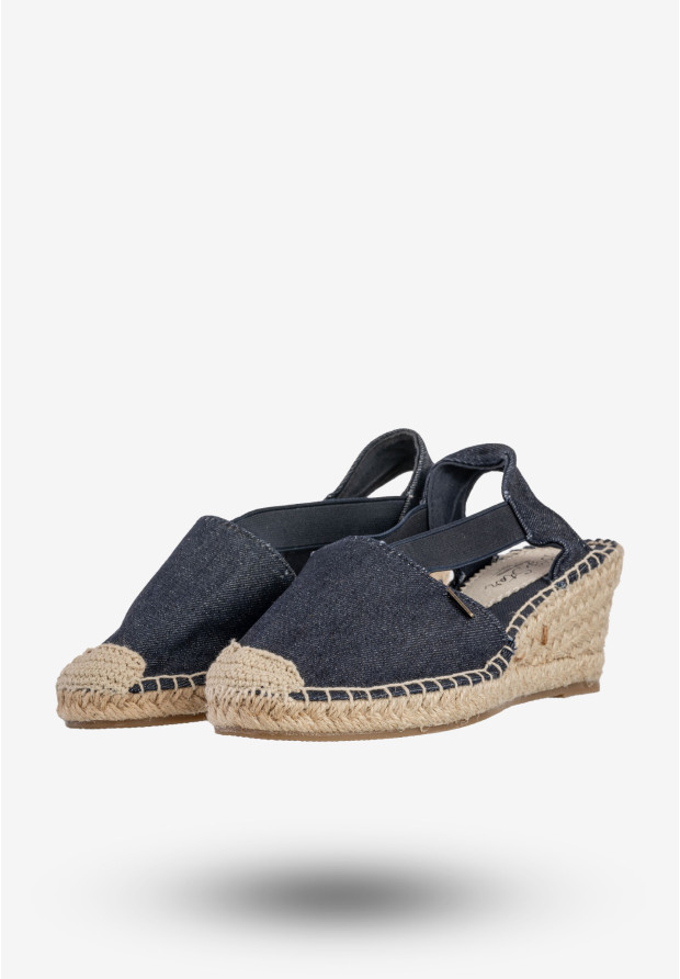 Espadryle Damskie BIG STAR Buty Na Koturnie Granatowe W274264