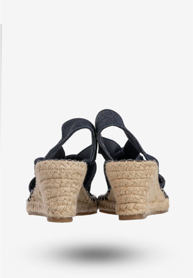 Espadryle Damskie BIG STAR Buty Na Koturnie Granatowe W274264