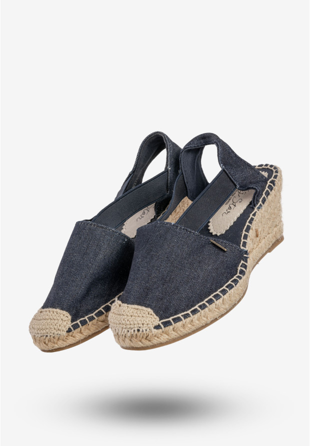 Espadryle Damskie BIG STAR Buty Na Koturnie Granatowe W274264