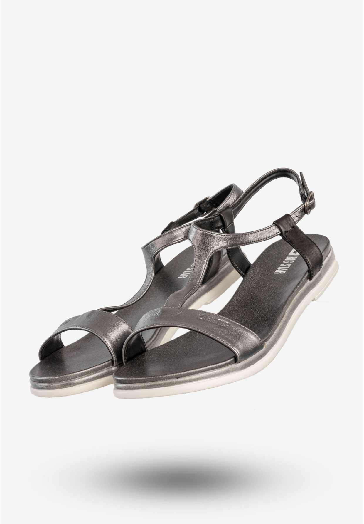Sandały Damskie BIG STAR Ekoskóra Buty Na Wiosnę Lato Metaliczne DD274A003