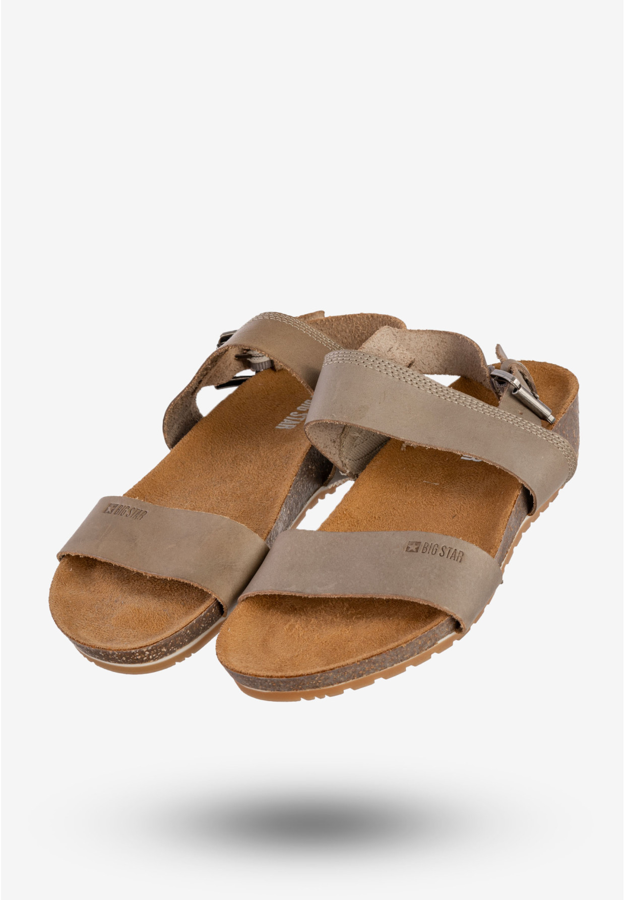 Sandały Damskie BIG STAR Skórzane Buty Wygodne Szare DD274A014