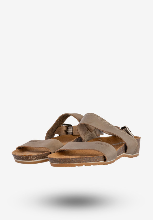 Sandały Damskie BIG STAR Skórzane Buty Wygodne Szare DD274A014