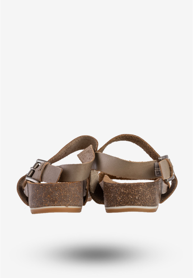 Sandały Damskie BIG STAR Skórzane Buty Wygodne Szare DD274A014