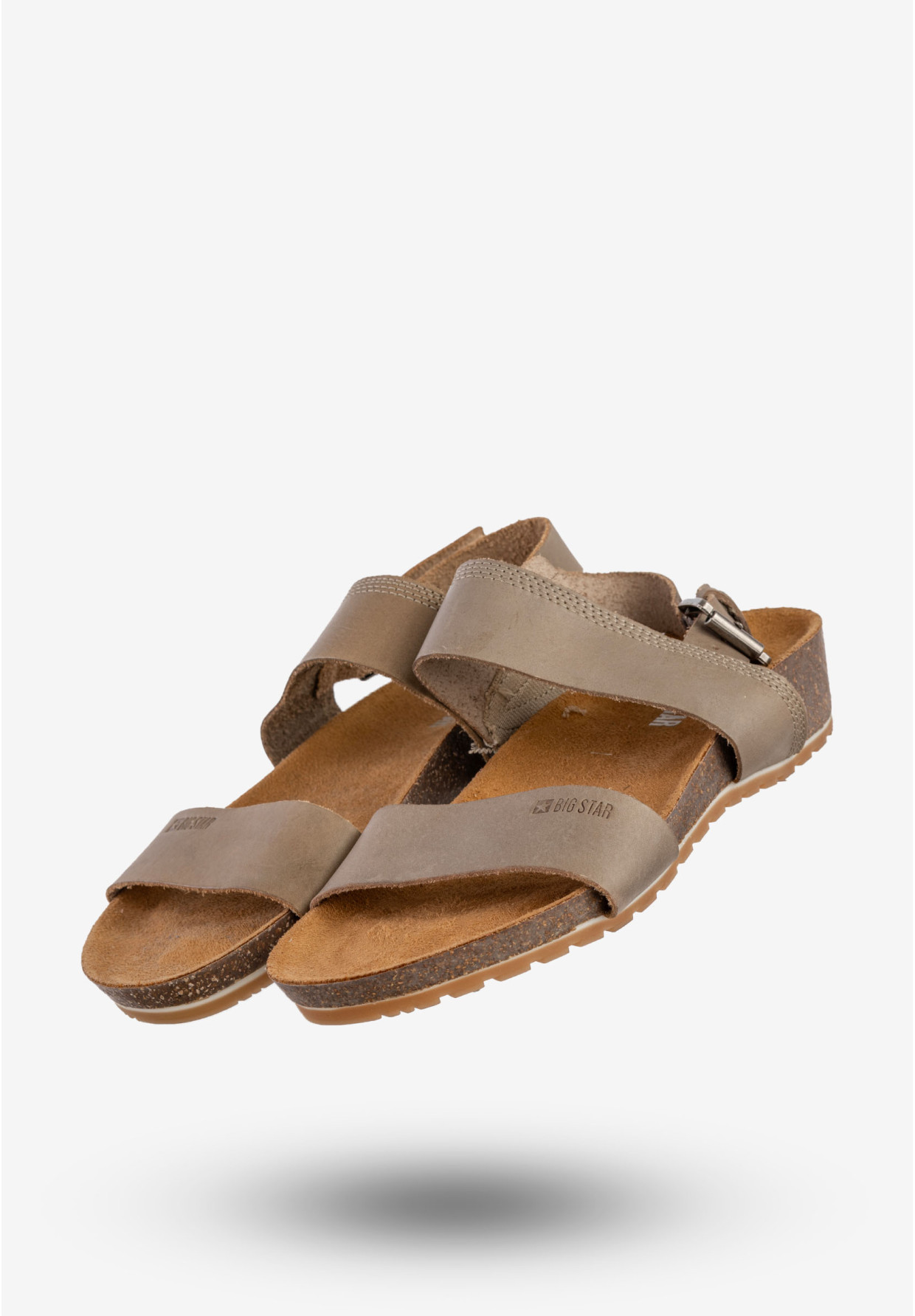 Sandały Damskie BIG STAR Skórzane Buty Wygodne Szare DD274A014