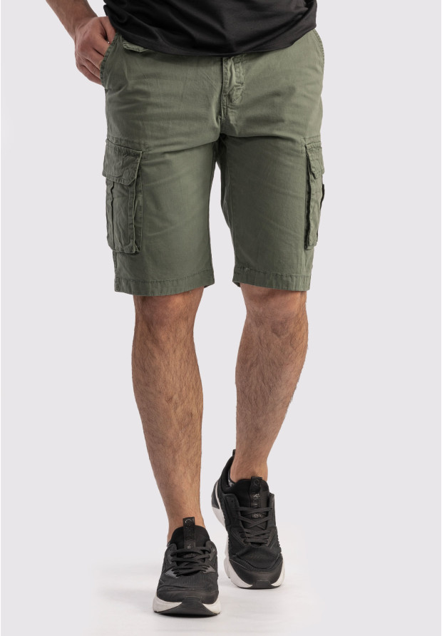 Spodenki Męskie Khaki Materiałowe Cienkie Bawełna 100%