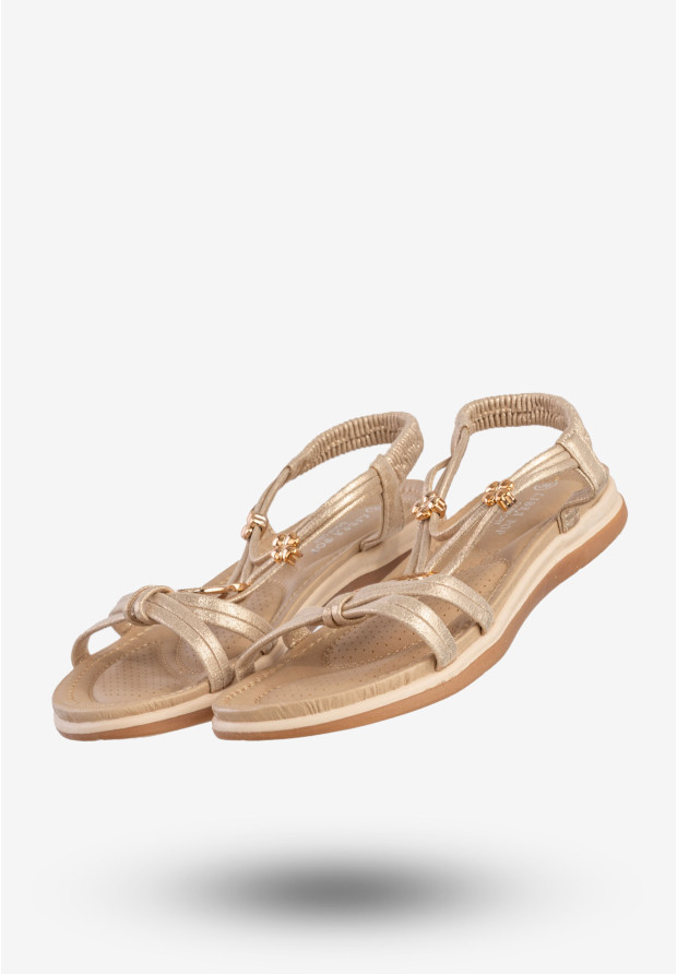 Sandały Damskie Ekoskóra Buty Na Wiosnę Lato Libra Pop Złote FY6892