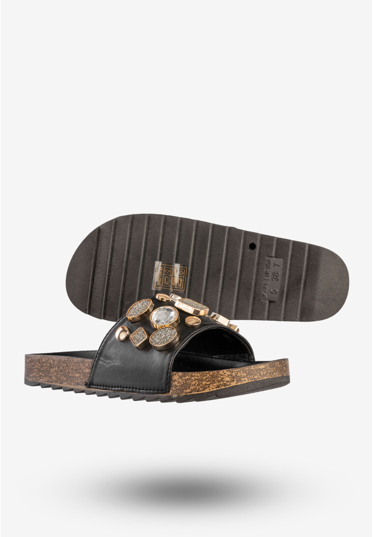 Klapki Damskie Ekoskóra Buty Eleganckie Z Ozdobami Czarne Filippo DK621/24BK