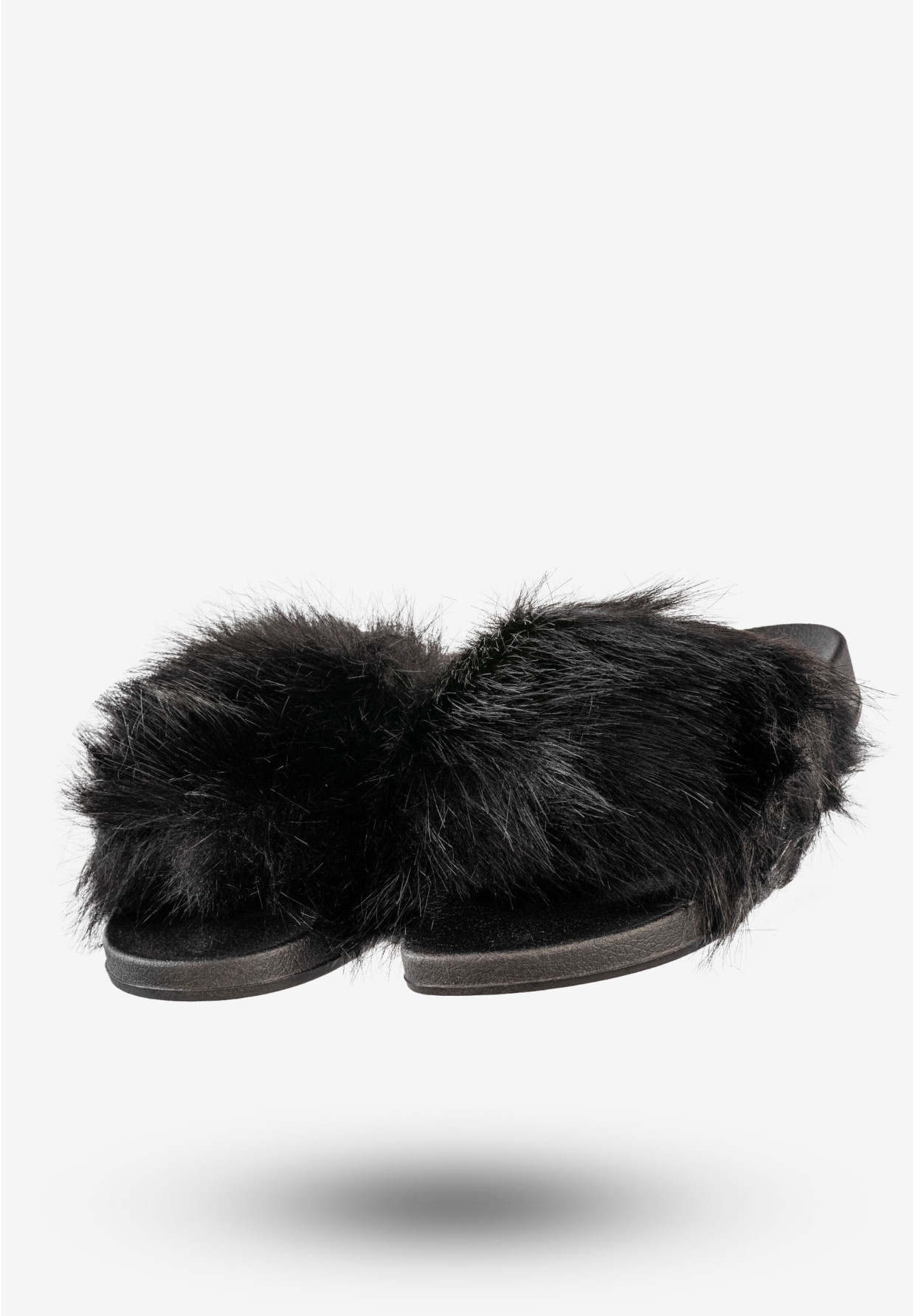 Klapki Damskie Z Futerkiem Modne Wygodne Buty Czarne Jezzi 21SD10-3943-BLACK