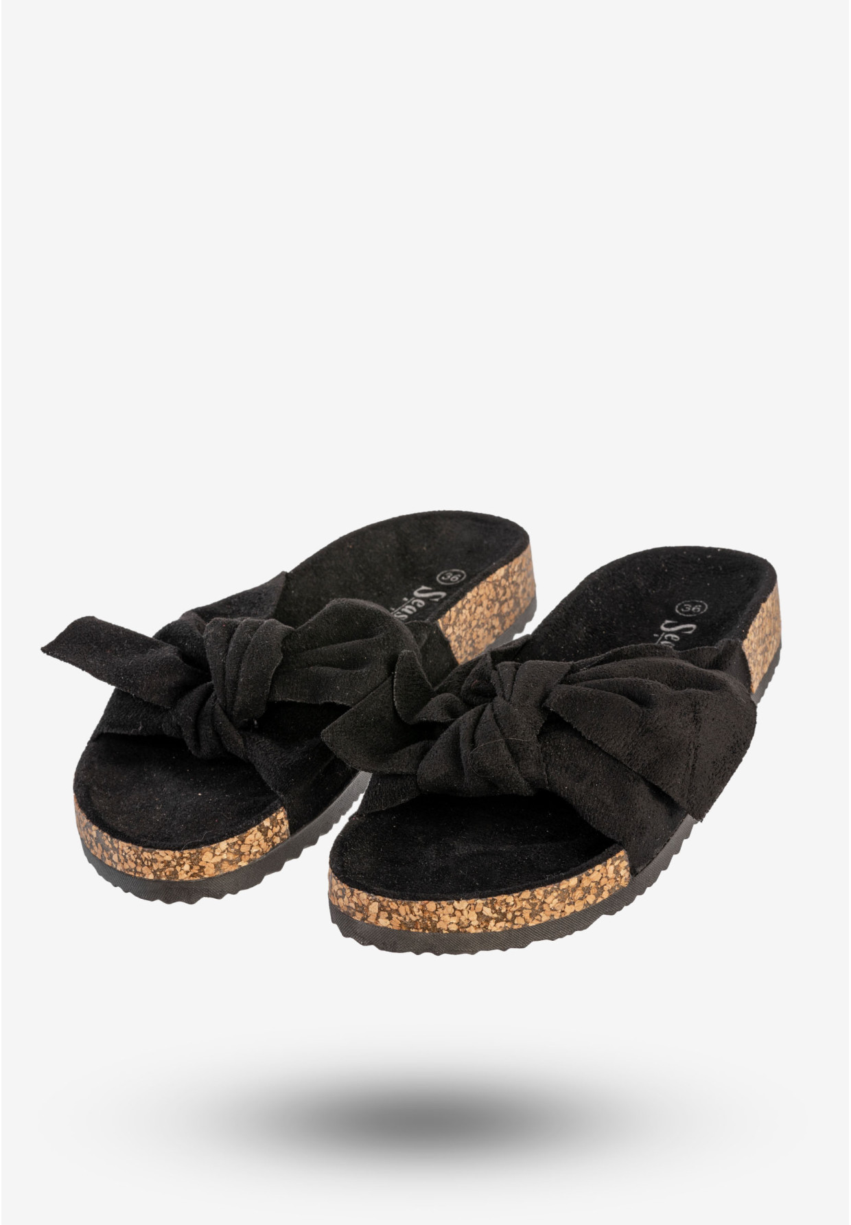 Klapki Damskie Z Kokardą Stylowe Buty Na Lato Czarne Seastar CK02P