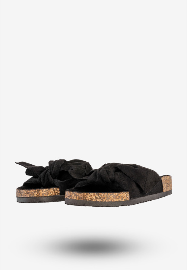 Klapki Damskie Z Kokardą Stylowe Buty Na Lato Czarne Seastar CK02P