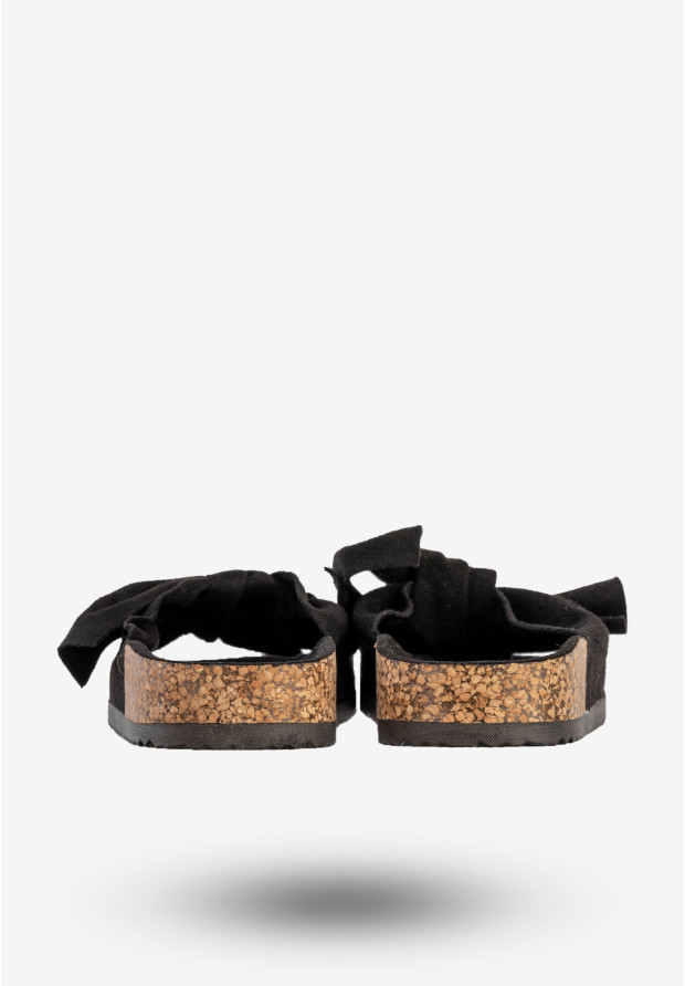 Klapki Damskie Z Kokardą Stylowe Buty Na Lato Czarne Seastar CK02P