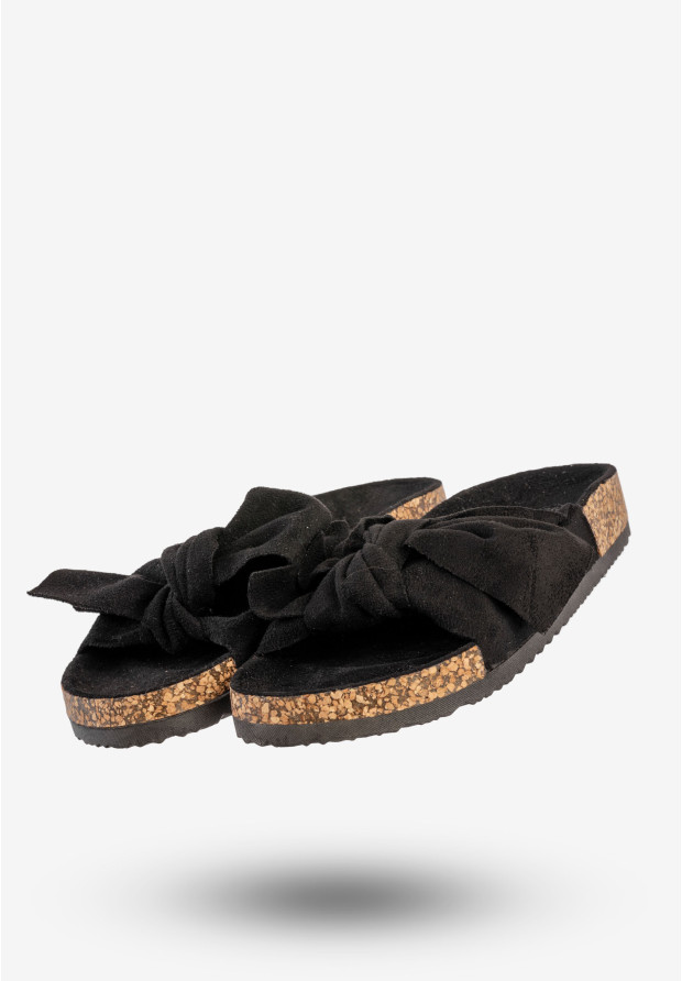 Klapki Damskie Z Kokardą Stylowe Buty Na Lato Czarne Seastar CK02P