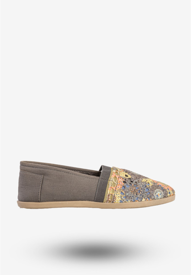 Espadryle Damskie Półbuty Materiałowe Lekkie Szare NEWS 02TX74739
