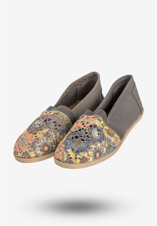 Espadryle Damskie Półbuty Materiałowe Lekkie Szare NEWS 02TX74739