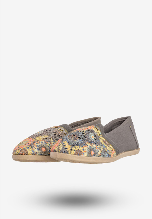 Espadryle Damskie Półbuty Materiałowe Lekkie Szare NEWS 02TX74739