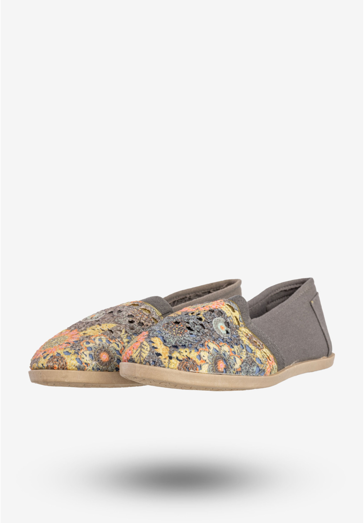 Espadryle Damskie Półbuty Materiałowe Lekkie Szare NEWS 02TX74739