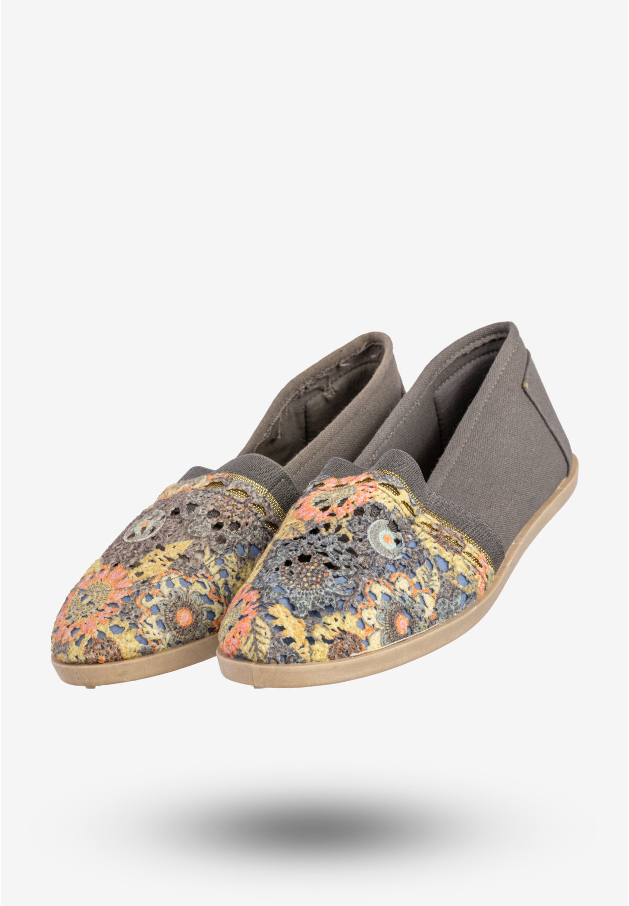Espadryle Damskie Półbuty Materiałowe Lekkie Szare NEWS 02TX74739