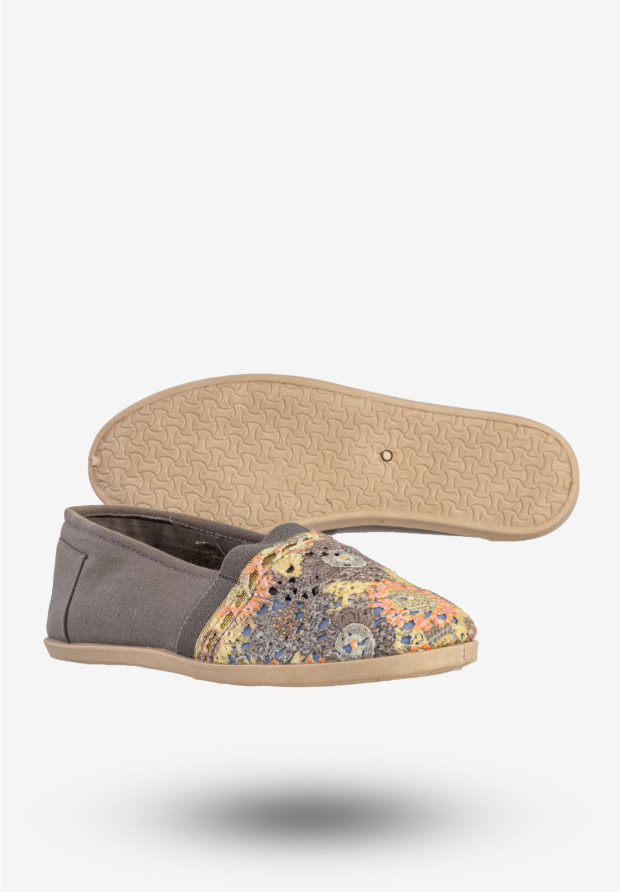 Espadryle Damskie Półbuty Materiałowe Lekkie Szare NEWS 02TX74739
