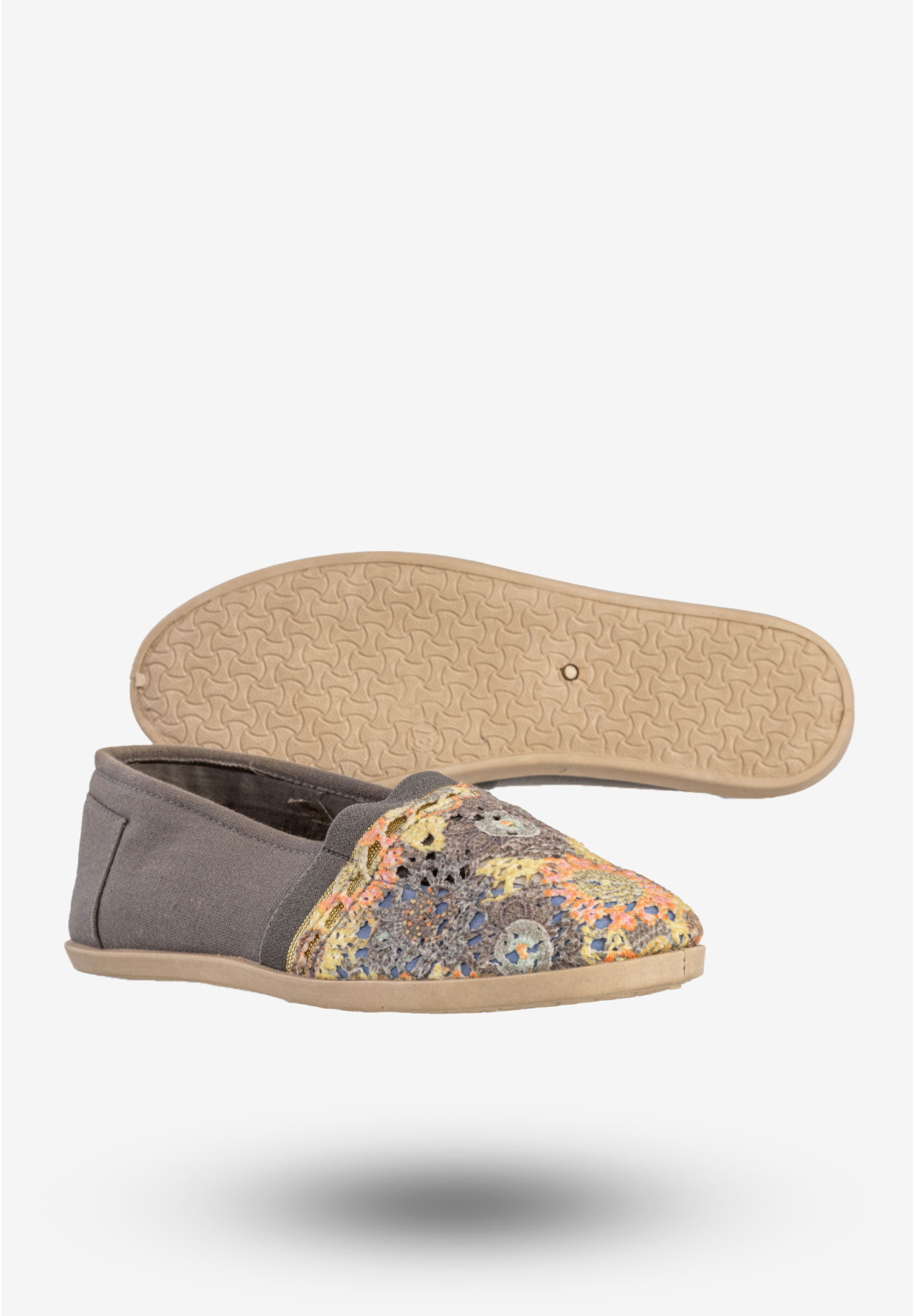 Espadryle Damskie Półbuty Materiałowe Lekkie Szare NEWS 02TX74739