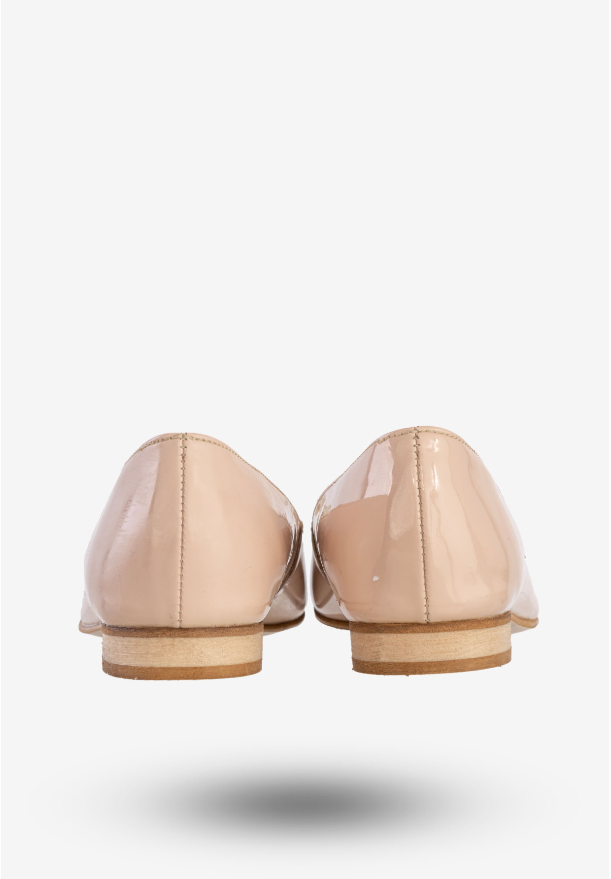 Baleriny Damskie Skórzane Z Kwiatem Eleganckie Buty Pudrowy Róż Burzyński 138LAN