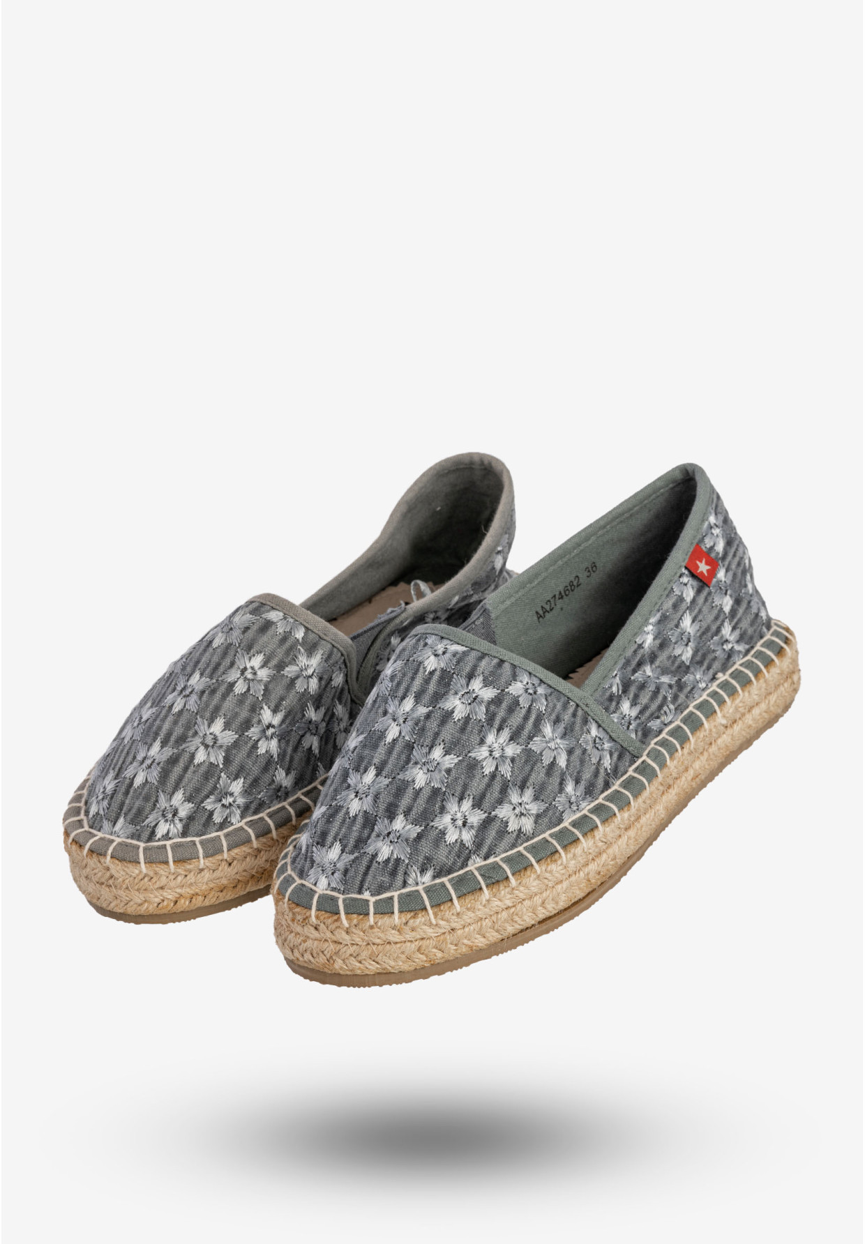 Espadryle Damskie BIG STAR Wsuwane Buty Kwiatowy Wzór Niebieskie AA274682