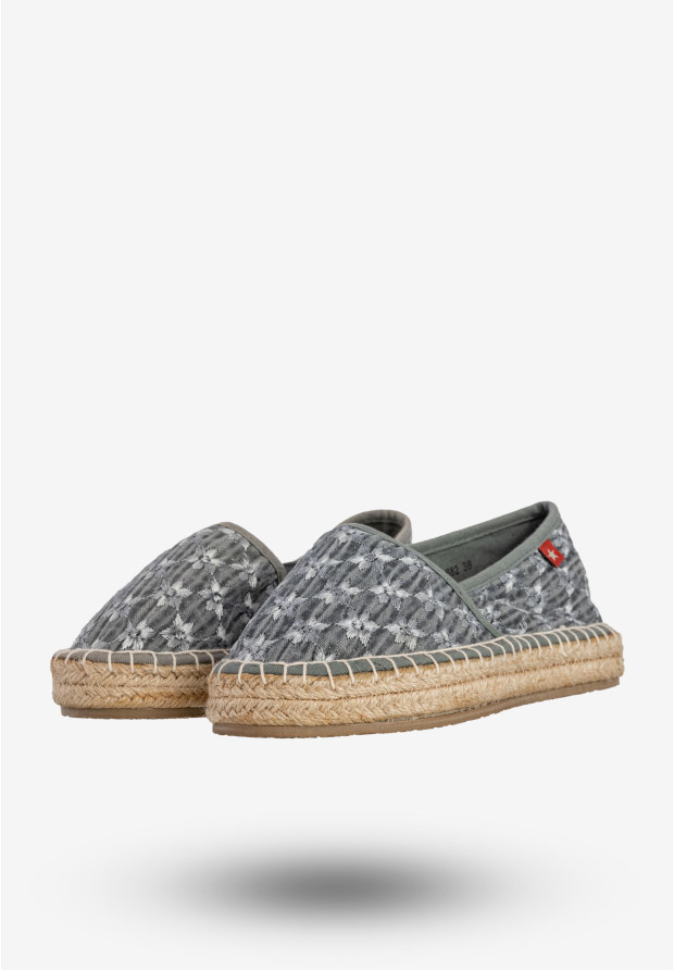 Espadryle Damskie BIG STAR Wsuwane Buty Kwiatowy Wzór Niebieskie AA274682
