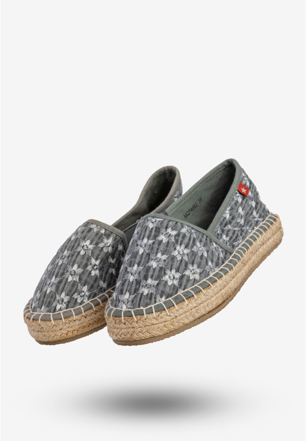 Espadryle Damskie BIG STAR Wsuwane Buty Kwiatowy Wzór Niebieskie AA274682
