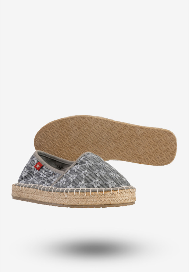 Espadryle Damskie BIG STAR Wsuwane Buty Kwiatowy Wzór Niebieskie AA274682