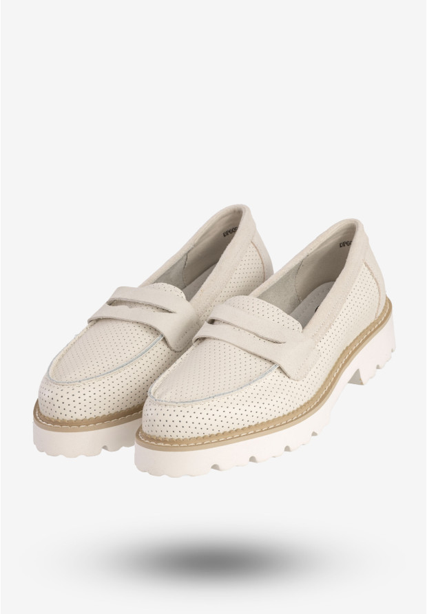Mokasyny Damskie Skórzane Eleganckie Buty Półbuty Białe Filippo DP6090/24WH