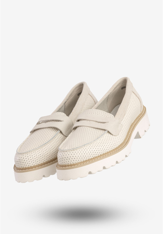 Mokasyny Damskie Skórzane Eleganckie Buty Półbuty Białe Filippo DP6090/24WH