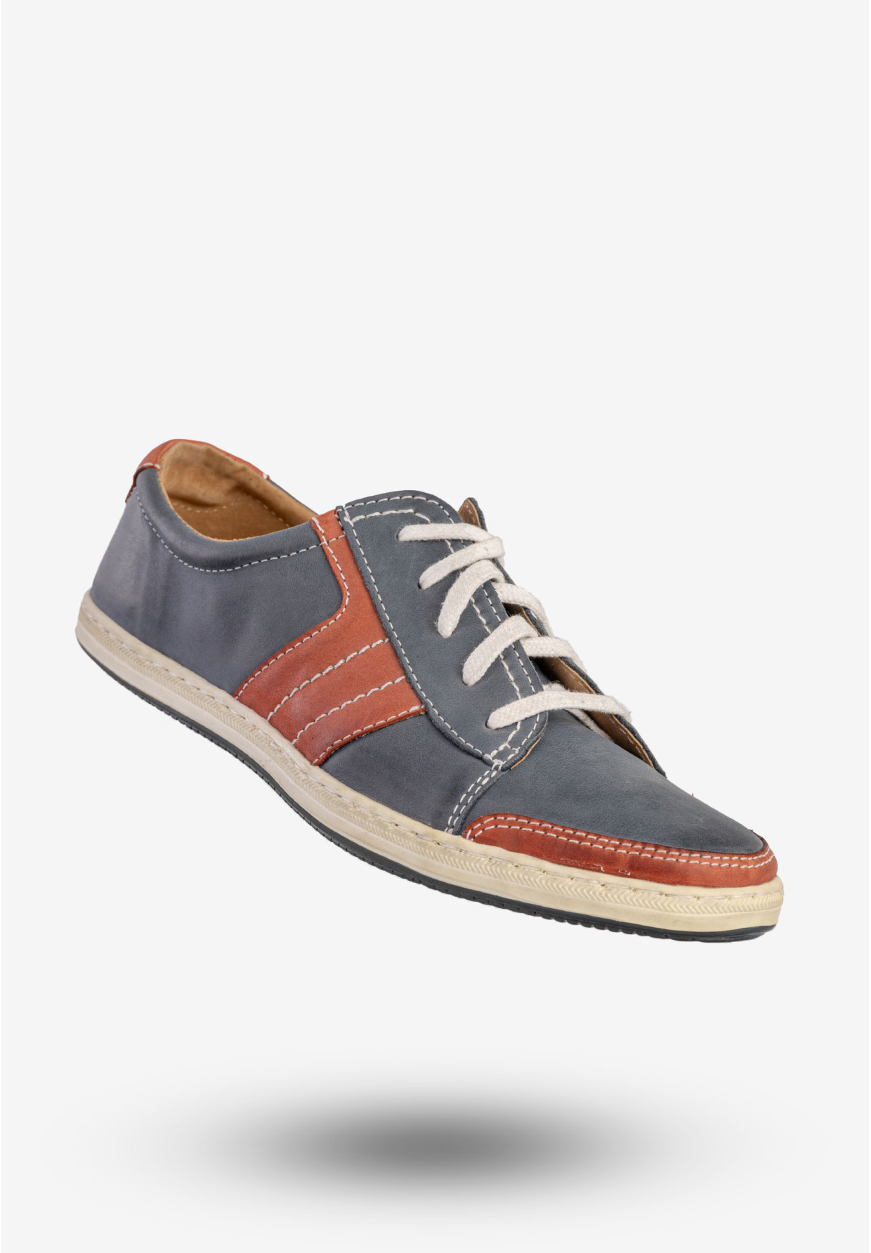 Półbuty Damskie Skórzane Sneakersy Klasyczne Granatowe OST 260