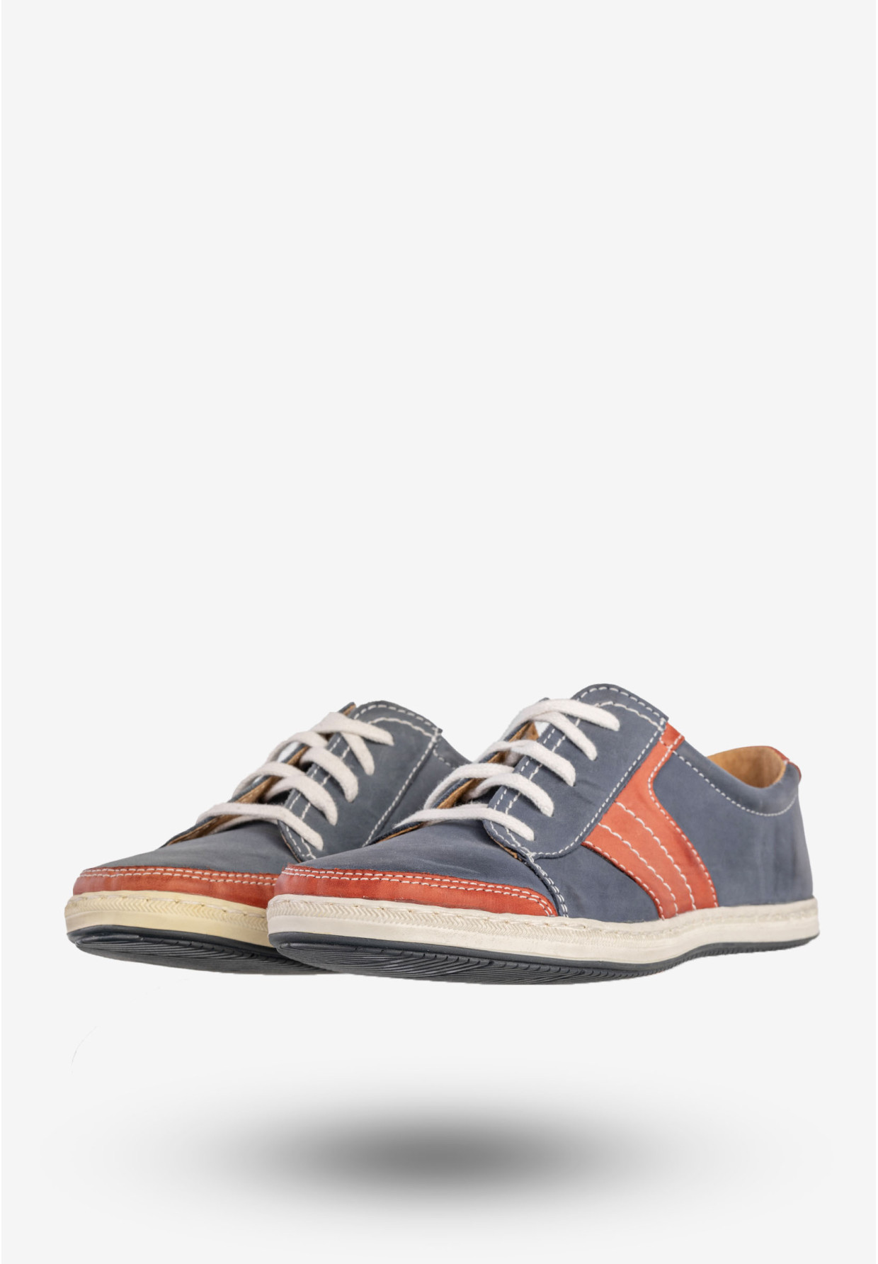 Półbuty Damskie Skórzane Sneakersy Klasyczne Granatowe OST 260