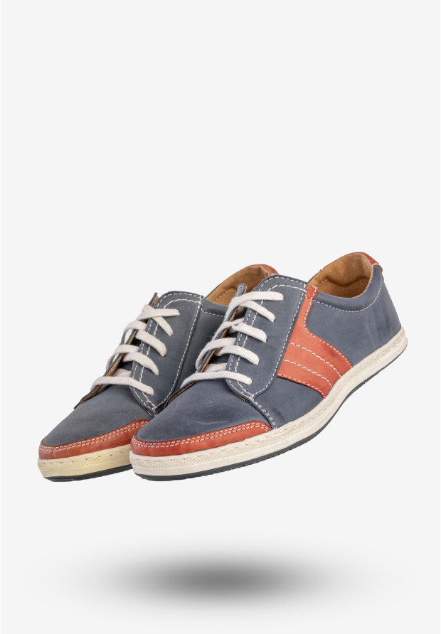 Półbuty Damskie Skórzane Sneakersy Klasyczne Granatowe OST 260