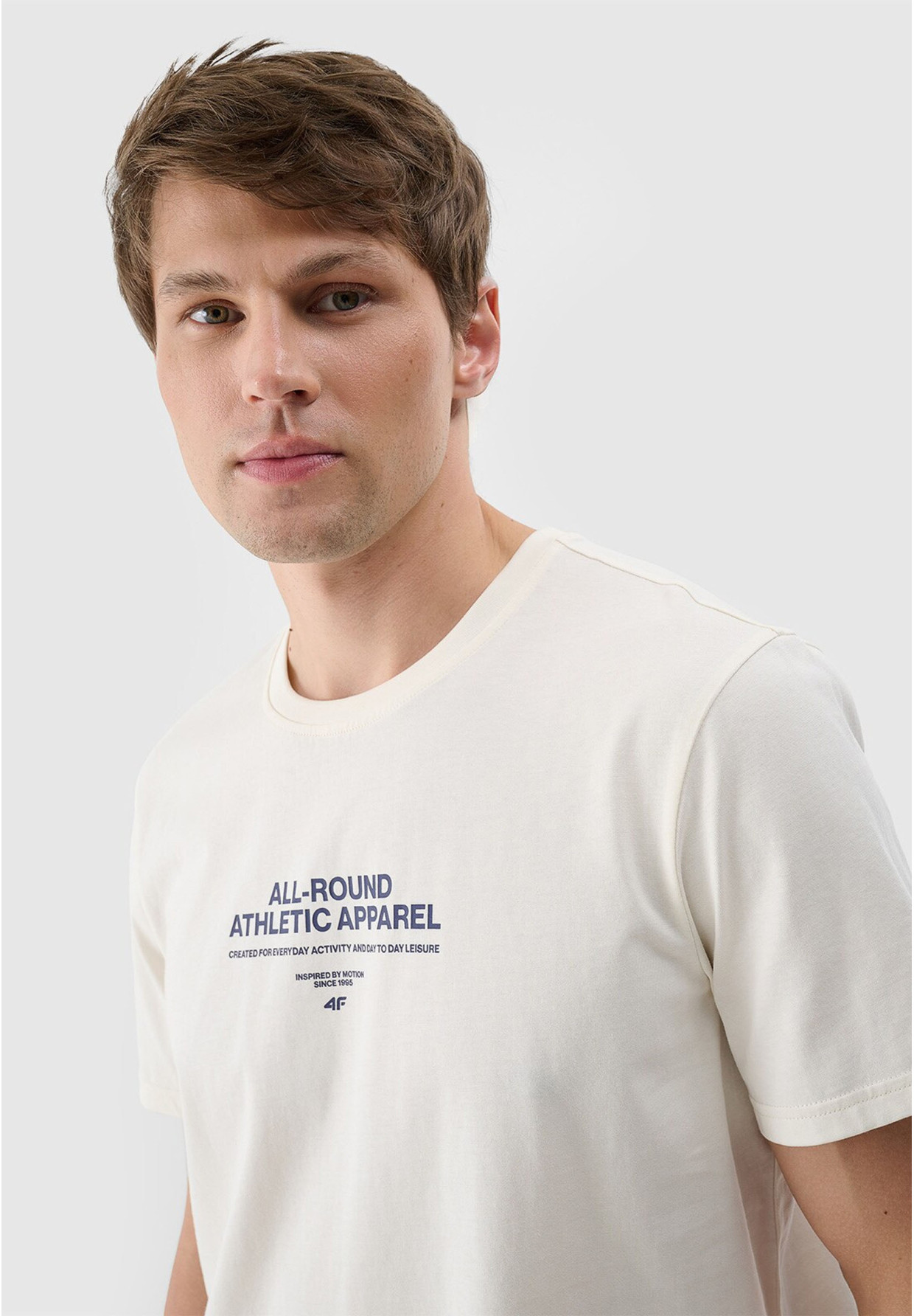 Koszulka Męska 4F T-shirt Basic Regular Beżowy 4FRSS24TTSHM2063