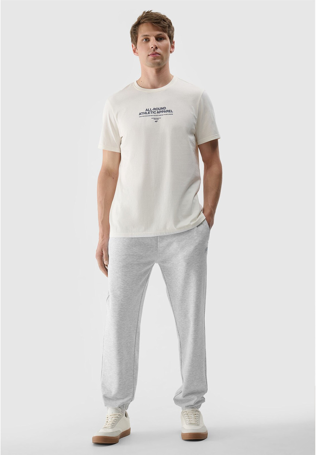 Koszulka Męska 4F T-shirt Basic Regular Beżowy 4FRSS24TTSHM2063