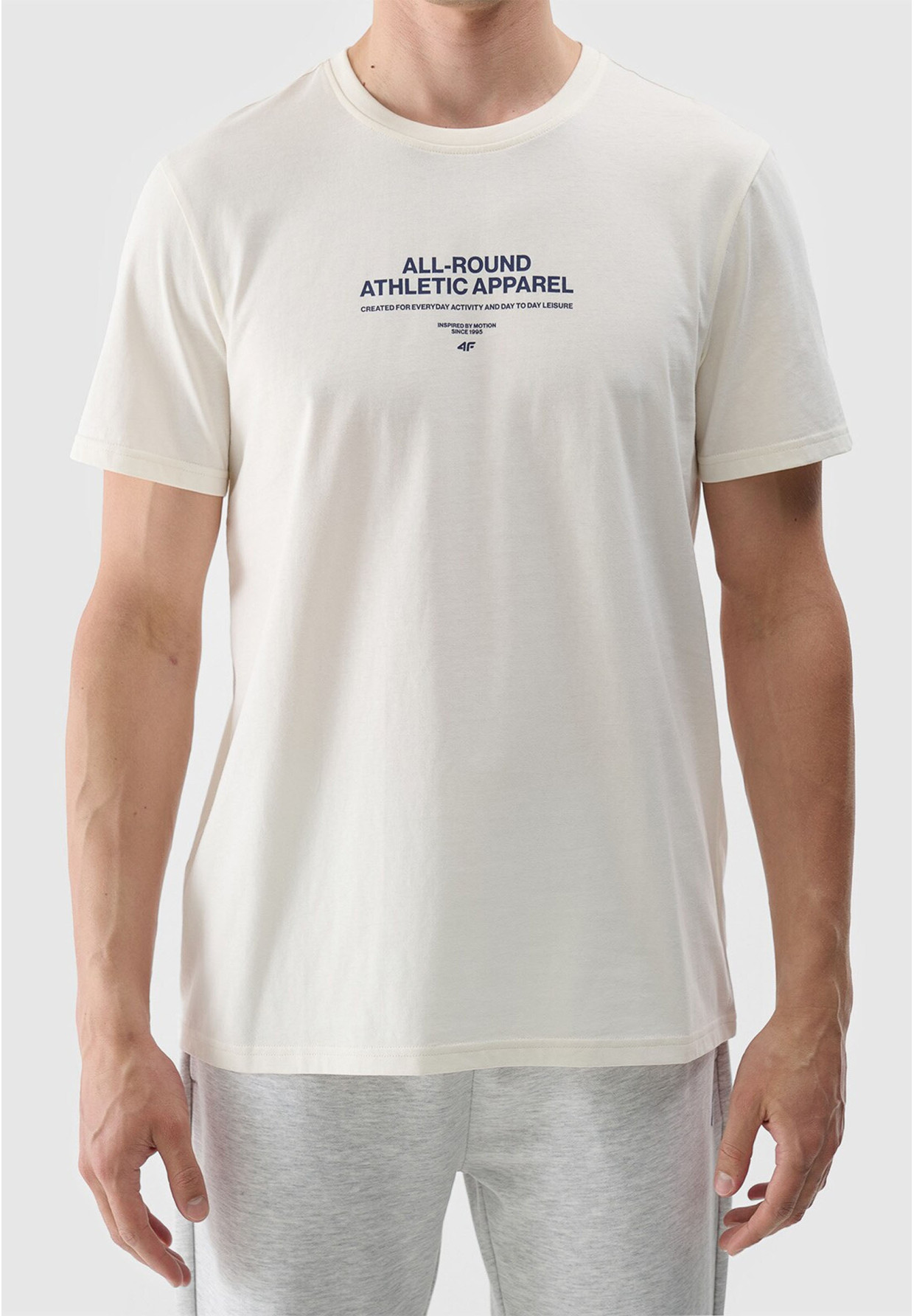 Koszulka Męska 4F T-shirt Basic Regular Beżowy 4FRSS24TTSHM2063