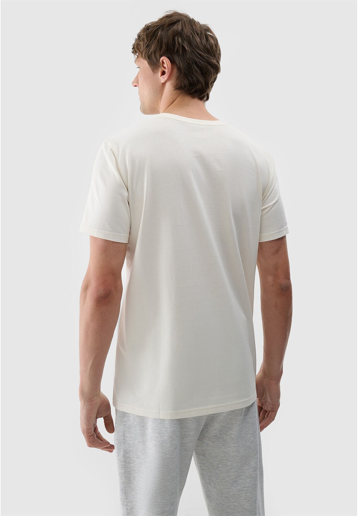 Koszulka Męska 4F T-shirt Basic Regular Beżowy 4FRSS24TTSHM2063