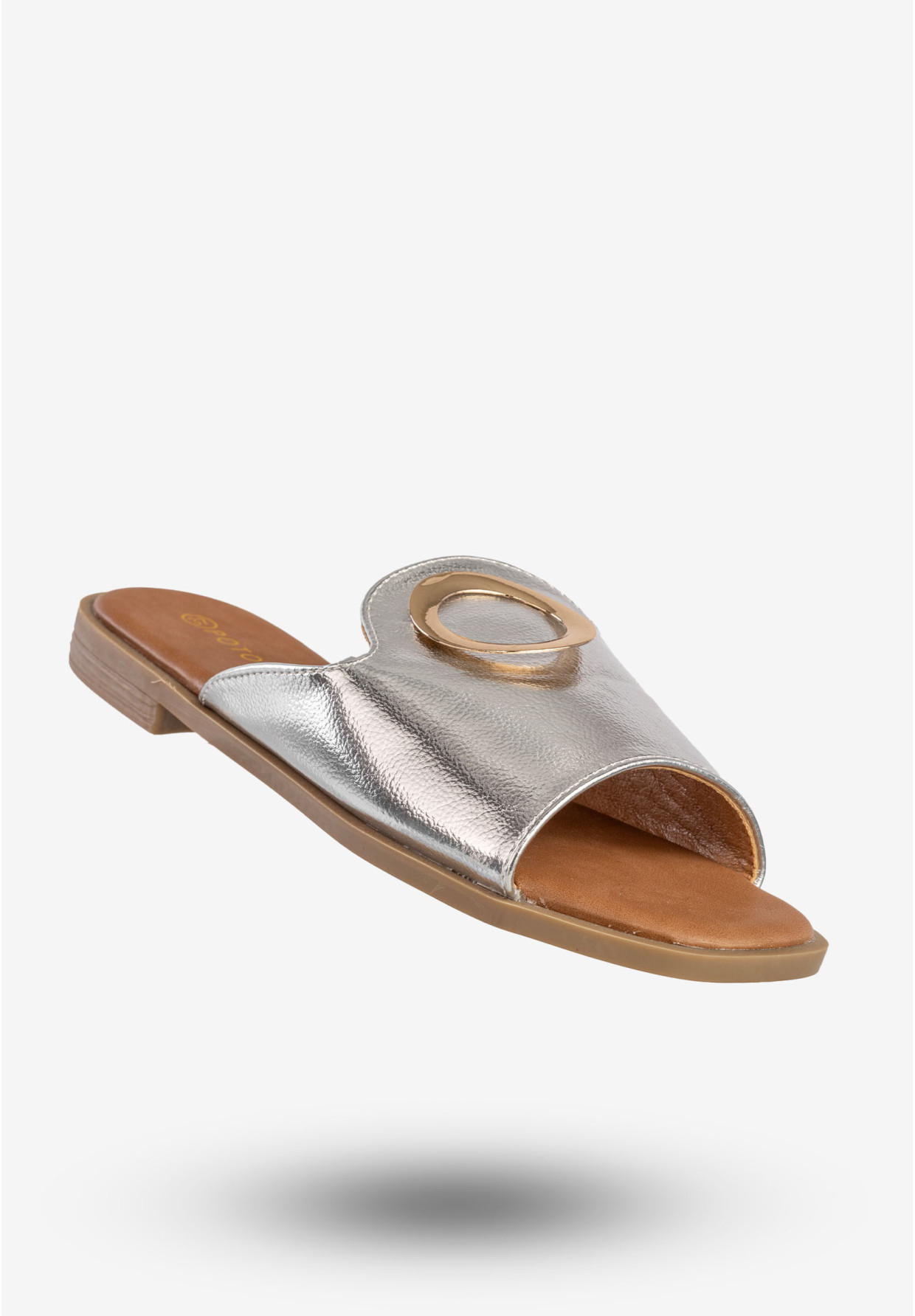 Klapki Damskie Ekoskóra Eleganckie Buty Srebrne Potocki 23-21008SL
