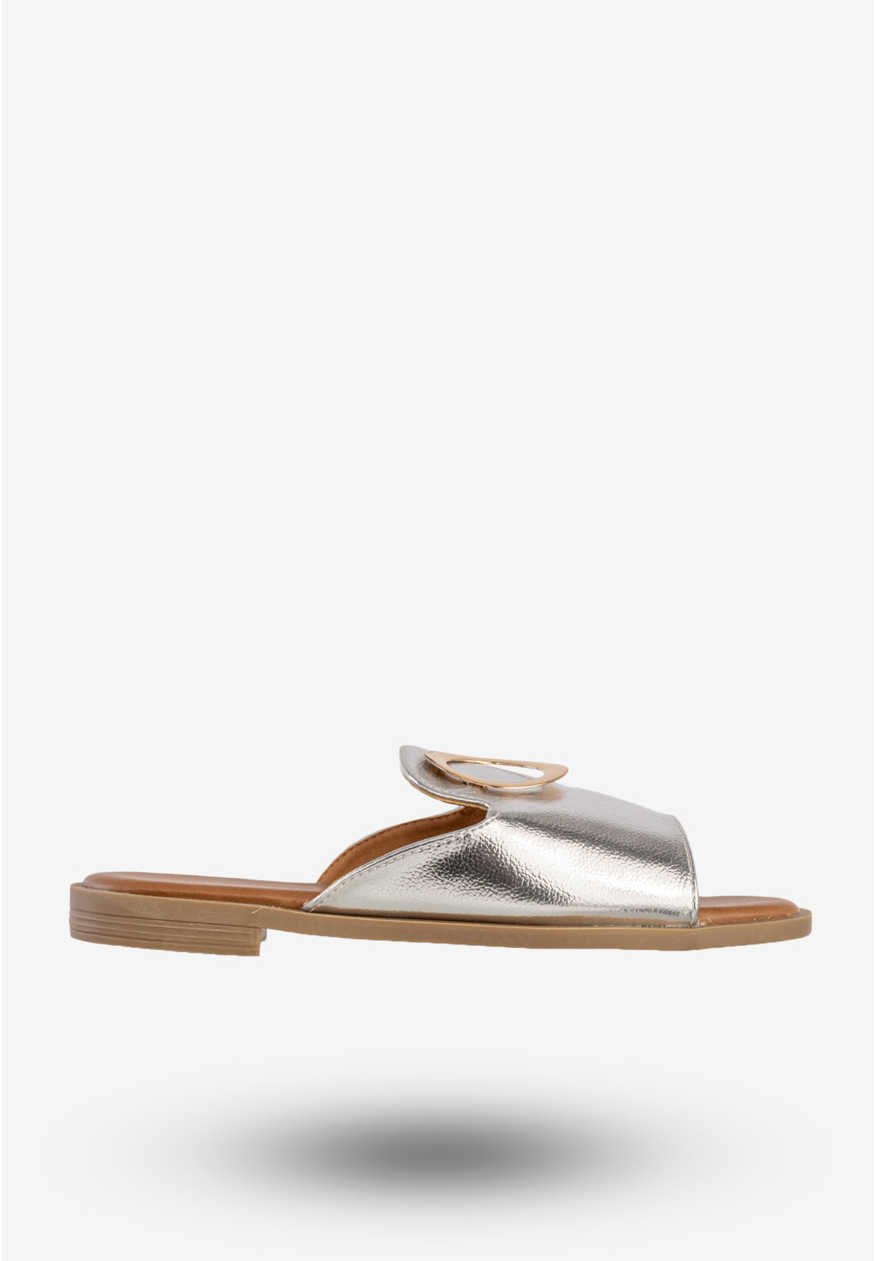 Klapki Damskie Ekoskóra Eleganckie Buty Srebrne Potocki 23-21008SL