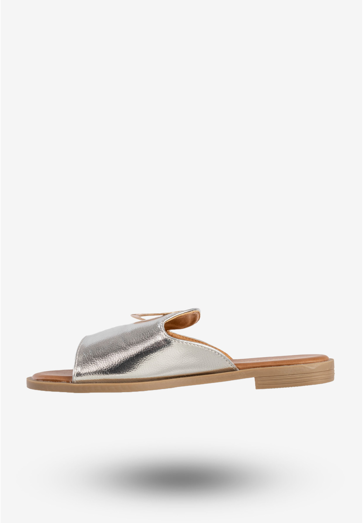 Klapki Damskie Ekoskóra Eleganckie Buty Srebrne Potocki 23-21008SL