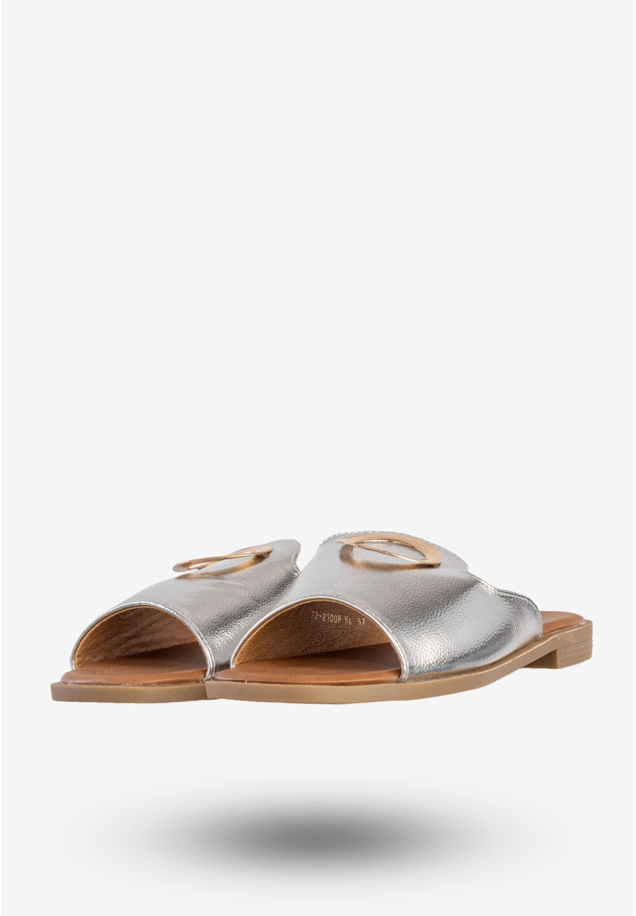 Klapki Damskie Ekoskóra Eleganckie Buty Srebrne Potocki 23-21008SL