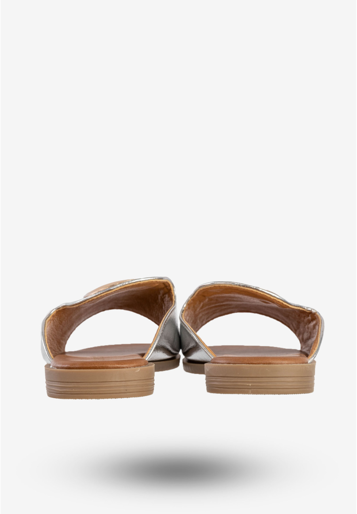 Klapki Damskie Ekoskóra Eleganckie Buty Srebrne Potocki 23-21008SL